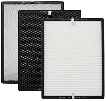 PUREBURG Replacement Filter Set Compatible with EVA Alto Nine Air Purifier, H13 HEPA Activated carbon 3-Stage Filtration