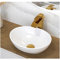 GRANITAN runder Waschtisch für Badarbeitsplatte, weiß elegantes Waschbecken für Badarbeitsplatte, Keramik Waschbecken 40 x 32,5 cm, Set Click Plug (Klik klak Gold)