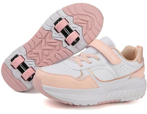 WOWEI Schuhe mit Rollen für Jungen Mädchen Skateboardschuhe Sportschuhe Rollschuhe Kinder Erwachsene 2-in-1-Multifunktionsrollschuhe Sneakers Mit Rollen Outdoorschuhe (BZX-T8, 38EU)