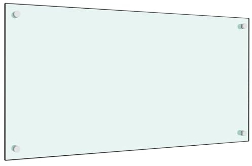 AUVYI Küchenrückwand aus Hartglas 80x40 cm Weiß Spritzschutz Glas Herd Spritzschutz Glas Spritzschutz Küche Glas Spritzschutz Hinter Herd Küchen Wandschutz Glasplatte Küche
