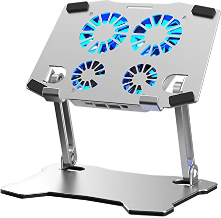 Dickly Supporto per Tablet con Ventola di Raffreddamento Supporto Regolabile in Lega di Alluminio per Scrivania di Casa