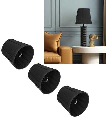3-teiliger Lampenschirm, Heimdekoration, Stoff-Lampenschirm, Europäischer Kleiner Lampenschirme, Aufsteckbare Trommel, Kleine Lampenschirme, E14, Aufsteckbare Stoff-Lampenabdeckung(black)