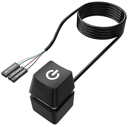 YOUNLEN Interrupteur d'ordinateur de bureau Interrupteur de Carte Mère PC Avec voyant LED Rallonge de 1,65 m(noir)