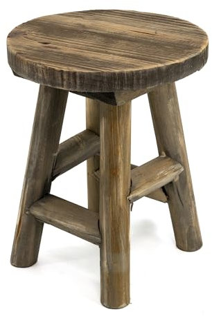 DARO DEKO Holz Hocker braun Natur 16 x 25cm Sitzhocker Dekohocker Blumen-Hocker Beistell-Tisch