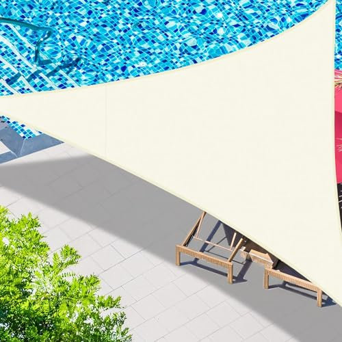 LATRAT Voile ombrage, Toile Ombrage Imperméable, Toile d'ombrage Respirant 95% Protection Rayons UV pour Jardin, Terrasse, Extérieur,Beige, Triangulaire 3 * 3 * 3m