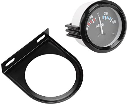 Generic Amperometro per auto, voltmetro, 52 mm, 60 – 0 – 60 A, contatore Prestige, nero, 12 V DC, trattore, barca, Dash