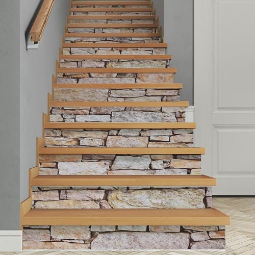 14 Stück Treppenaufkleber Selbstklebende,18x100cm Treppe Aufkleber für Treppenstufen,DIY Aufkleber Fliesenaufkleber Haus Dekoration für Treppenstufen Küche Bad (005)
