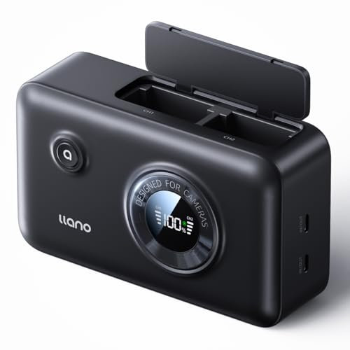 Llano NP-FZ100 2-in-1 Akku Ladegerät Bulit-in Powerbank für Sony A7iii A7R V Alpha 7 iii 6700 A7R IV A6600 A7C ILCE-1M2 A7R III A9/A9S A7R3 A7S III Smart Display 12400mAh 20W Akku Charger