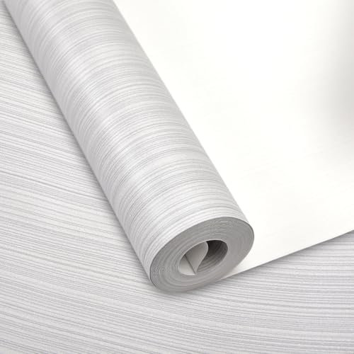 Warmiehomy Non-Woven Wallpaper 53cm x 9.5m Minimalist Plain Wallpapers Pinstripe Wall Decoration Grey Wall Paper Roll for Living Room Bedroom TV Backdrop