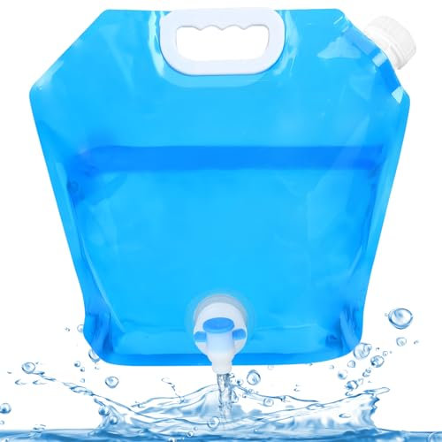flintronic Bolsa de Agua Potable, 10L Bidón de Agua Potable Plegable Portátil, Lata de Agua Plegable con Grifo, Sin BPA, Bolsa de Almacenamiento de Agua para Viaje, Acampar, Senderismo, Picnic