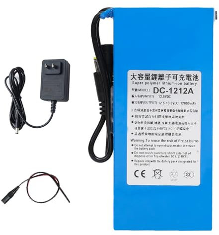 SSCYHT 12 V, 12000 mAh, wiederaufladbarer Lithium-Akkupack für LED-Lichtleisten/Autorobotik/Radio, Solar und mehr, tragbarer 12-Volt-Akku mit Ladegerät