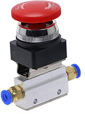 NINHFTDROU Kippschalter,Mechanisches Ventil 1 Stück roter Pilzkopf-Not-Aus-Schalter, selbstsperrend, 2 Positionen, 3-Wege-Luft, pneumatisches mechanisches Ventil MOV-3, 1/8 Zoll Gewinde MTDHH(6mm)