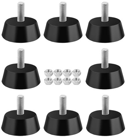 TTQiAnJ 8 Stück M6 Schraubfüße Gummifuss 8 Schraubdeckel,Schwarz Verstellschraube Tisch Stuhl für Möbel Fitnessgeräte Maschinen,M6 x 32mm