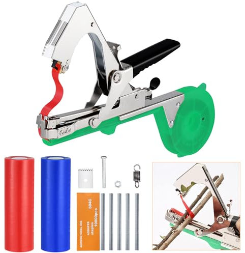 eROOSY Plant Tying Machine, Garden Vine Tying Tape Tool to Tie Up Vine Quickly with 10000pcs Staples 20 Rolls Tape and Replacement Blade for Grapes, Tomatoes, Vining Vegetables, Flower Planting