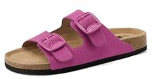 QUEEN HELENA Chanclas de verano con doble hebilla ligeras casuales para mujer X32-201, fucsia, 38 EU