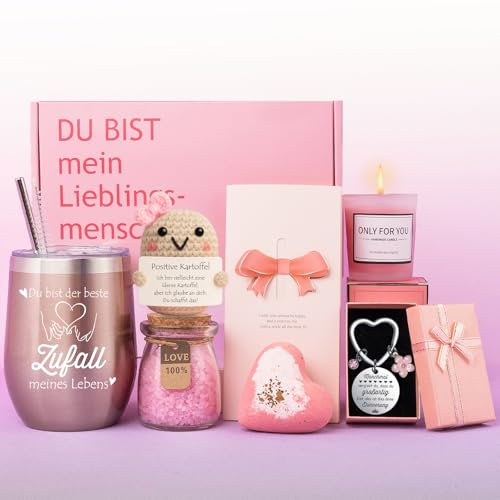 Tixlux Geschenk für Frauen, Du bist der beste Zufall meines Lebens Geschenkset, liebevolles Geschenk für Freundin, Schwester, Ehefrau, Mutter, Perfekt für Geburtstag, Weihnachten, Valentinstag