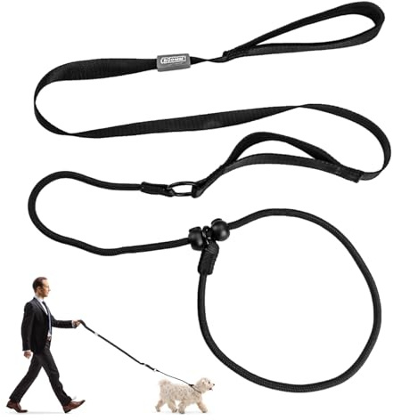 1.7m Dog Slip Rope Training Lead with Sliding Rubber Collar Adjustable