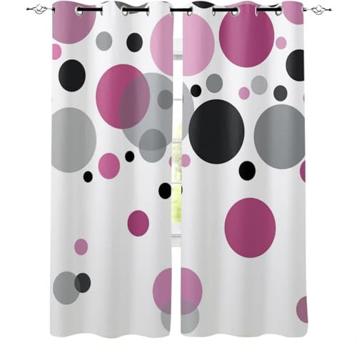 Aozhiswe Lot de 2 Rideau Rond Rideaux Occultants 132x214 cm Pois Imprimé 3D Draperies Ntérieurs Isolant Thermique Fenetre Décoration pour Chambre Salon a.3868