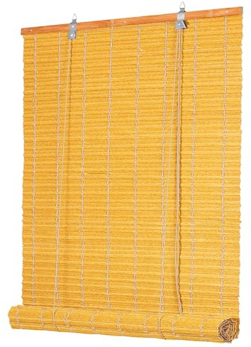 Grandekor PE Outdoor Rollo Wetterfest Bambus Look für Fenster Tür,B70 x H160 cm Natur,Imitation Bambusrollo Sonnenschutz, Blickdicht UV-Schutz für Innen-& Aussenbereich, Einfache Montage