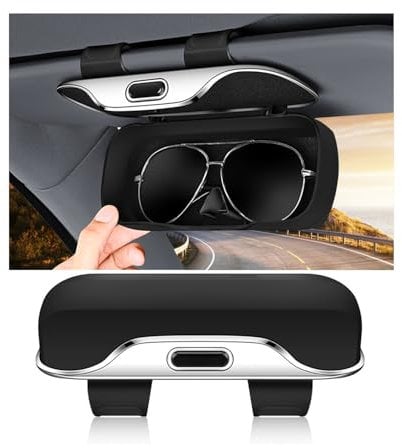 Sun Glasses Holder for Car Sun Visor Universal Sun Visor Glasses Clip Flocking Lining Car Visor Sunglasses Organizer Box with Ticket Card Clip (Black)