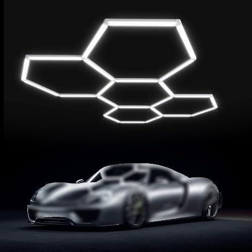 TIMJAN Plafonnier LED hexagonal à monter soi-même, éclairage de garage ultra-lumineux 6500K, 168W, for garage, station de lavage, salle de sport, atelier