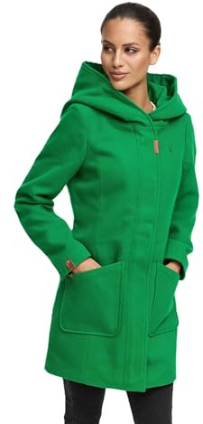 MARIKOO Damen Mantel Trenchcoat Wintermantel Übergangs Jacke Parka Lang B819 [B819-Maik-Smaragd-Green-Gr.XL]