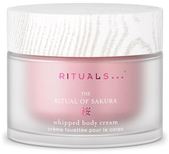 RITUALS The Ritual of Sakura body cream, crema corpo idratante con fiore di ciliegio e latte di riso, formula nutriente per una pelle morbida e vellutata, delicata fragranza floreale, vasetto in vetro