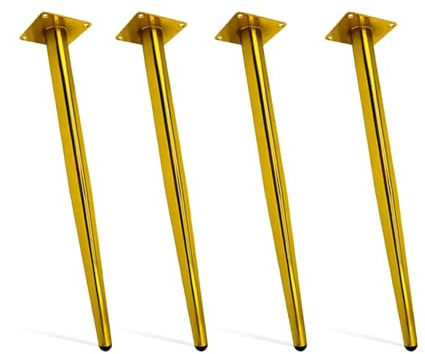 SXSHEYS Pieds de Meubles industriels - Lot de 4 Pieds Coniques pour Tables Basses, bancs, chaises et commodes - Hauteur 45 cm - Pieds de Protection réglables - Couleur Or