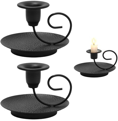 Kerzenständer Schwarz,Kaluofan 2 Stück Kerzenständer Stabkerzen | Vintage,Kerzenhalter Metall für Abendessen Hochzeit Haus Tischdeko Kamindeko Kerzenschein,Schwarz Hochzeitst Deko
