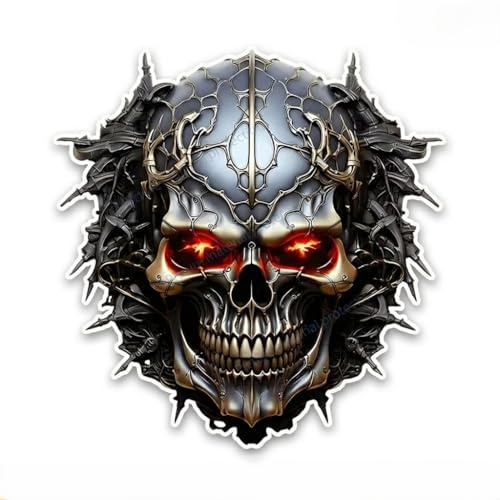 3D Totenkopf Aufkleber - Rote Augen Schädel Sticker für Auto, Motorrad, Laptop - Hochwertiger Schädel-Aufkleber für coole Akzente - Wetterfest Horror Halloween Dekor Sticker