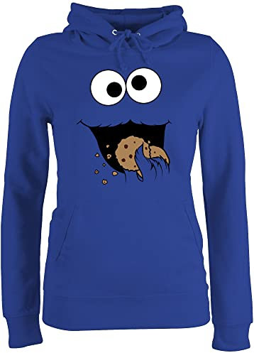 Pullover Damen Hoodie Frauen - Karneval & Fasching - Keks Monster I Krümelmonster I Cookie Monster Fastnacht I Fasnacht I Fasnet - XXL - Royalblau - Patner pullis Paare karnevalspullover Faschings