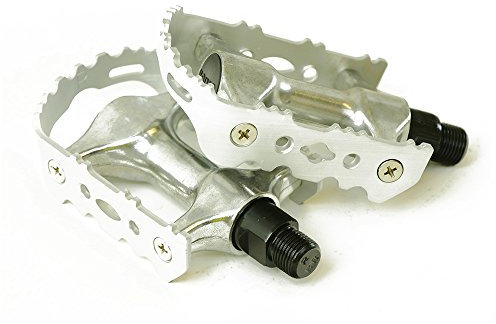 Silberne Trekking Pedale aus Aluminium 9/16 Zoll Pedalgewinde Fahrrad Pedal Paar für City Bike MTB Mountainbike Rechts + Links