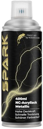 SPARK Sprühdose 400ml – Matte Sprühfarbe für Künstler, DIY, Modellbau & Möbel – Hohe Deckkraft, schnelltrocknende Spraydose - Silber