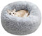BODISEINT Modern Soft Plush Round Pet Bed for Cats or Small Dogs, Mini Medium Sized Dog Cat Bed Self Warming Autumn Winter Indoor Snooze Sleeping Cozy Kitty Teddy Kennel (M(23.6”Dx7.9 H), Light Grey)