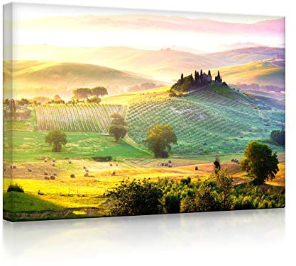 lightbox multicolor | LED Leuchtbild | Neblige Toskana Landschaft | 60x40 cm | Fully Lighted