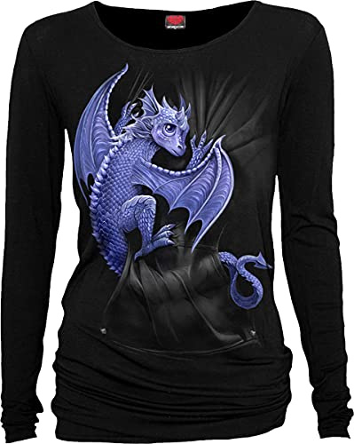 Spiral Pocket Dragon Frauen Langarmshirt schwarz Gothic, Rockwear