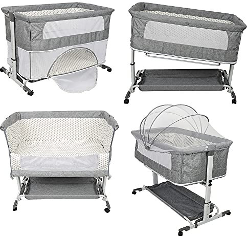 XUANYU Lit Bébé Cododo avec Matelas et Moustiquaire Berceau bébé 3 in 1 Mode Hauteur Réglable pour Les Bébés de 1 à 36 Mois