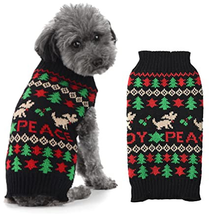 ABRRLO Hund Pullover Dog Sweater Hundepullover Haustier Hundepulli Warm Welpe Kleine Mittel Hunde (S, Schwarz)