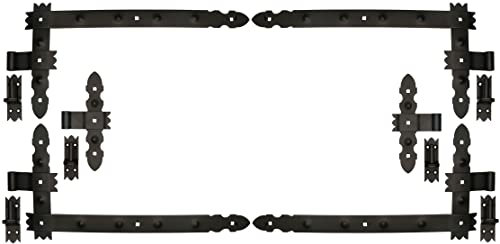 KOTARBAU® Winkelband Schmiedeeisen Dekorativ 800 x 50 mm + Mittelband 6 tlg. Satz mit Kloben zum Anschrauben für Türen Tore Pforten