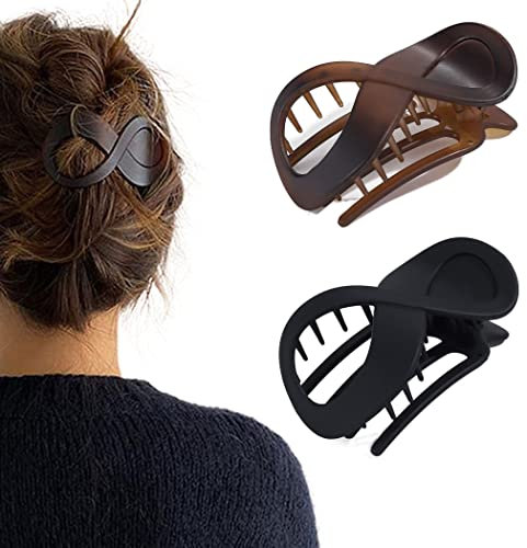 Runmi Grandes pinces à cheveux noires - Accessoires de cheveux pour femmes et filles (A)