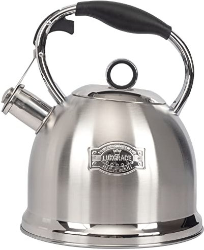 LUXGRACE Tea Kettle for Stovetop, Food Grade Stainless Steel Water Kettle, Tea Pot for Home & Kitchen, 2.8 L, T12-SILVER