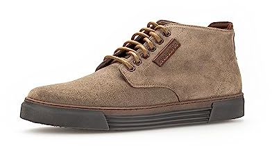 Pius Gabor Herren Sneaker high,Halbschuhe,zertifiziertes Leder,Wechselfußbett,schnürschuhe,schnürer,mid Cut,Turnschuhe,lt.Brown,47 EU / 12 UK