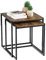 Vida Designs Brooklyn Nest of Tables 2 Piece Set Coffee Side End Tables Industrial Rustic Living Room Furniture (Dark Wood)