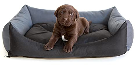 Bjird Hundebett - Hundekorb für kleine mittelgroße & große Hunde - Hundekissen - Hundesofa - Bezug abnehmbar und waschbar - Eco - Größe: S - Schwarz mit Grau