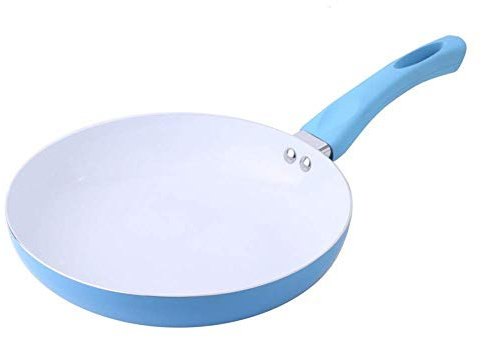 COTBY Padella da 10 Pollici con Rivestimento in Ceramica Padella a Doppio Fondo per Padella a induzione a Gas Padella Antiaderente a 3 Colori (Colore:Blu) (Blu)