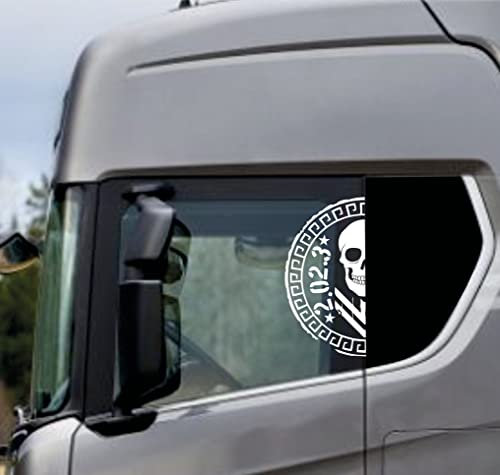 DualColorStampe Aufkleber kompatibel mit Scania Daf Iveco Man LKW Zubehör LKW Aufkleber LKW Fenster COD.0301 (Weiß)