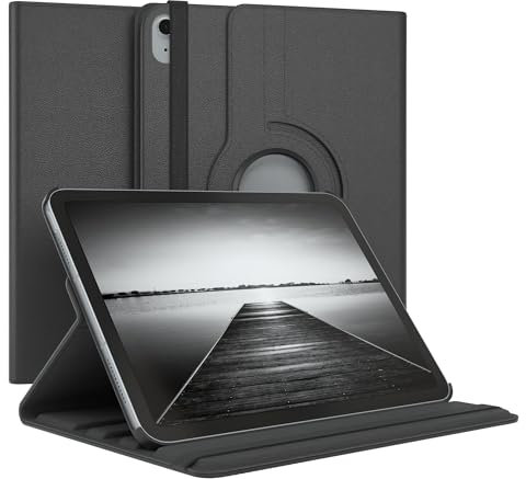 EAZY CASE - Tablet Hülle für iPad 10,9 2022 (10. Gen.) Schutzhülle 10.9 Zoll Smart Cover Tablet Case Rotationcase zum Aufstellen Klapphülle 360° drehbar mit Standfunktion Tasche Kunstleder Schwarz