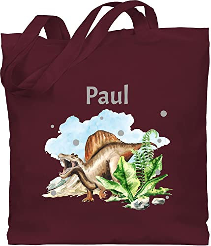 Baumwolltasche - Dinosaurier Geschenk Dino Geschenke Dinos I - Unisize - Bordeauxrot - wechselkleidung beutel kita name stoffbeutel kindergarten tier t rex jutebeutel stofftasche jungen