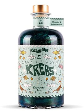 AstroloGin - KREBS Sternzeichen Gin Für jedes Sternzeichen ein Gin Farbiger Glitzer Gin mit Holunder & Johannisbeere Premium Gin aus Deutschland Von Flaschenpost Gin 41% Vol (1 x 0,5l)