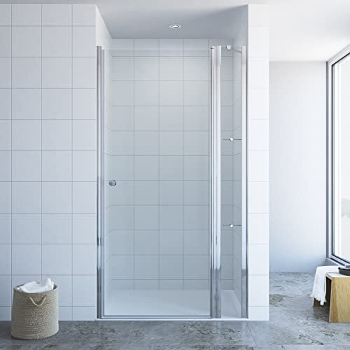 Duschtür mit Festteil und Eckregalen breite 90 cm Verstellbereich 88-91 cm Drehtür Schwingtür mit festem Seitenteil Duschabtrennung Duschwand Glas für Nische Echtglas 6 mm klar NANO-Beschichtung